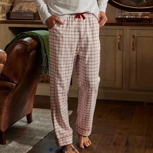 Men’s Lake Pajamas Flannel Piped Pants in Scarlet Windowpane